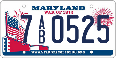 MD license plate 7AB0525