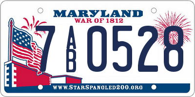 MD license plate 7AB0528