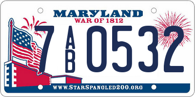 MD license plate 7AB0532