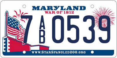 MD license plate 7AB0539