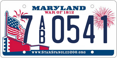 MD license plate 7AB0541