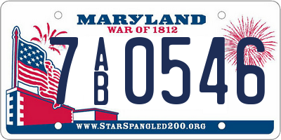 MD license plate 7AB0546