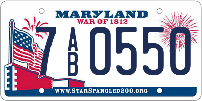 MD license plate 7AB0550