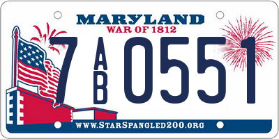 MD license plate 7AB0551
