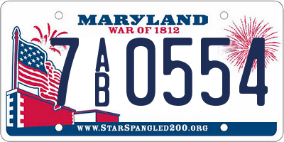MD license plate 7AB0554