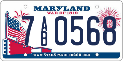 MD license plate 7AB0568
