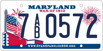 MD license plate 7AB0572