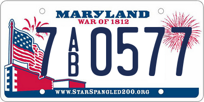 MD license plate 7AB0577