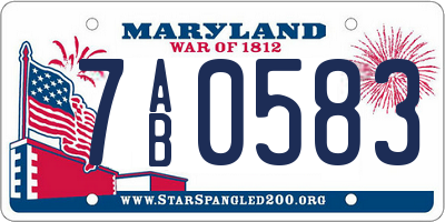 MD license plate 7AB0583