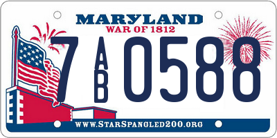 MD license plate 7AB0588