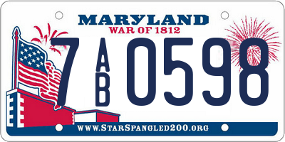 MD license plate 7AB0598