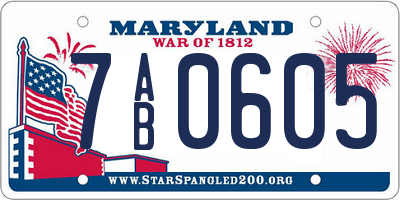 MD license plate 7AB0605