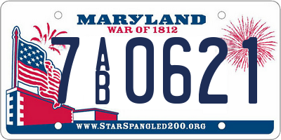 MD license plate 7AB0621