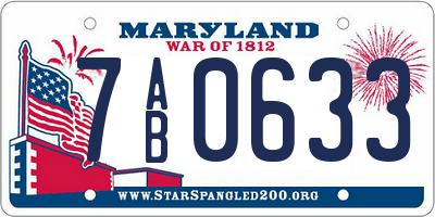 MD license plate 7AB0633