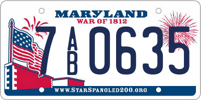 MD license plate 7AB0635
