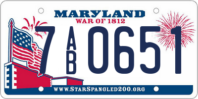 MD license plate 7AB0651