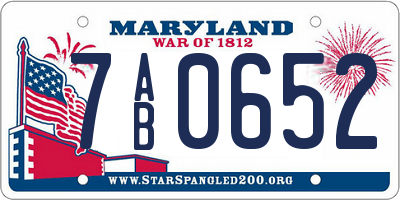 MD license plate 7AB0652