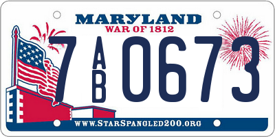 MD license plate 7AB0673