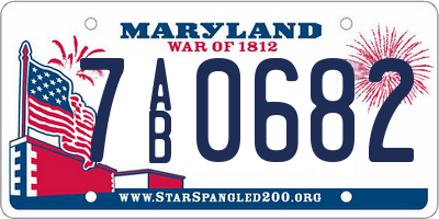 MD license plate 7AB0682
