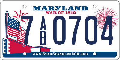 MD license plate 7AB0704