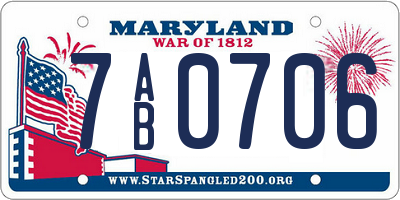 MD license plate 7AB0706