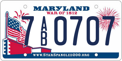 MD license plate 7AB0707