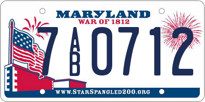 MD license plate 7AB0712