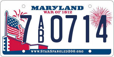 MD license plate 7AB0714
