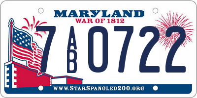 MD license plate 7AB0722