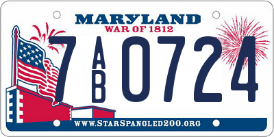 MD license plate 7AB0724