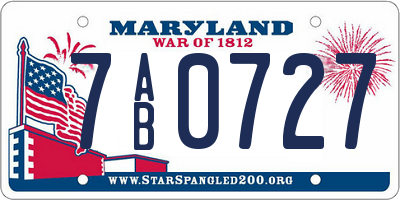 MD license plate 7AB0727