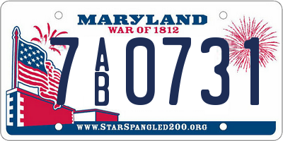 MD license plate 7AB0731