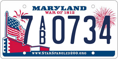 MD license plate 7AB0734