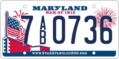MD license plate 7AB0736