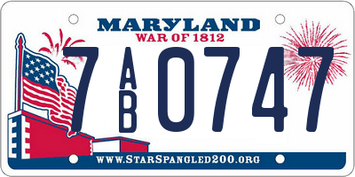 MD license plate 7AB0747