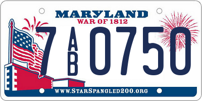 MD license plate 7AB0750