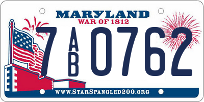 MD license plate 7AB0762