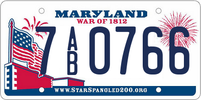 MD license plate 7AB0766