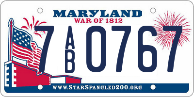MD license plate 7AB0767