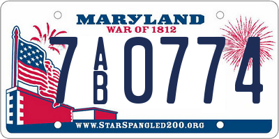 MD license plate 7AB0774