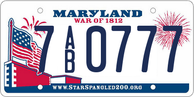 MD license plate 7AB0777