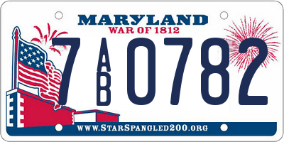 MD license plate 7AB0782