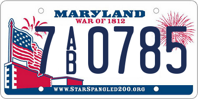 MD license plate 7AB0785