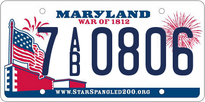 MD license plate 7AB0806