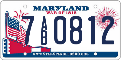 MD license plate 7AB0812