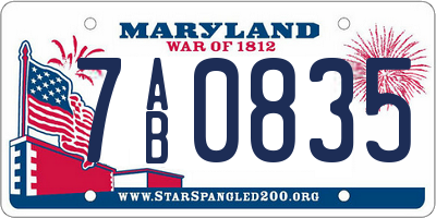 MD license plate 7AB0835