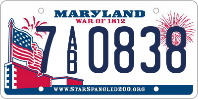 MD license plate 7AB0838