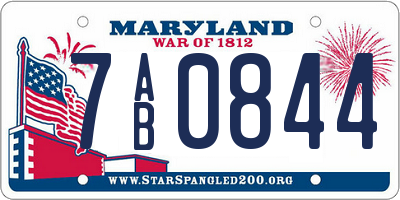MD license plate 7AB0844