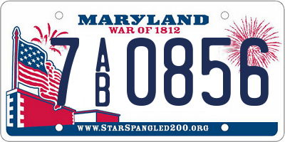 MD license plate 7AB0856