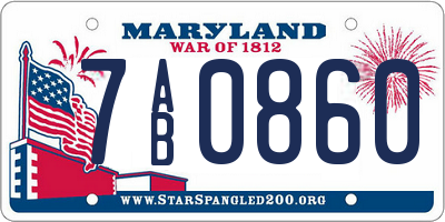 MD license plate 7AB0860